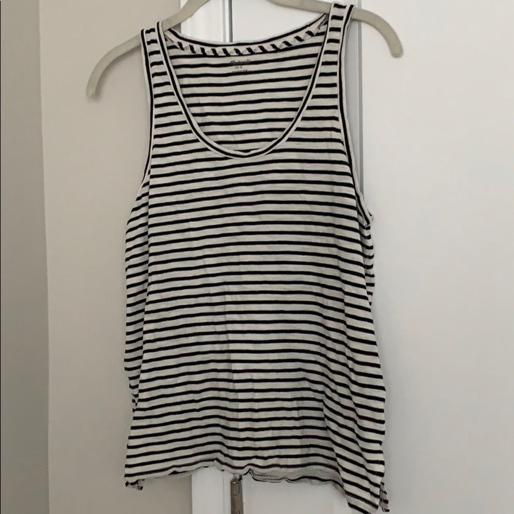 Madewell Black and White Striped Tank, Size Small
